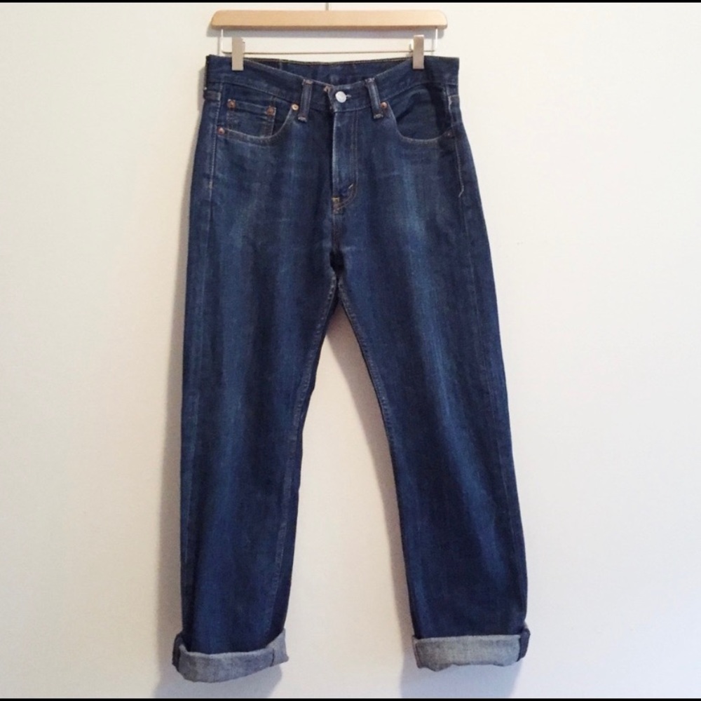 Levi 505 darkwash jeans high-waisted/straight-leg - Picture 1 of 5